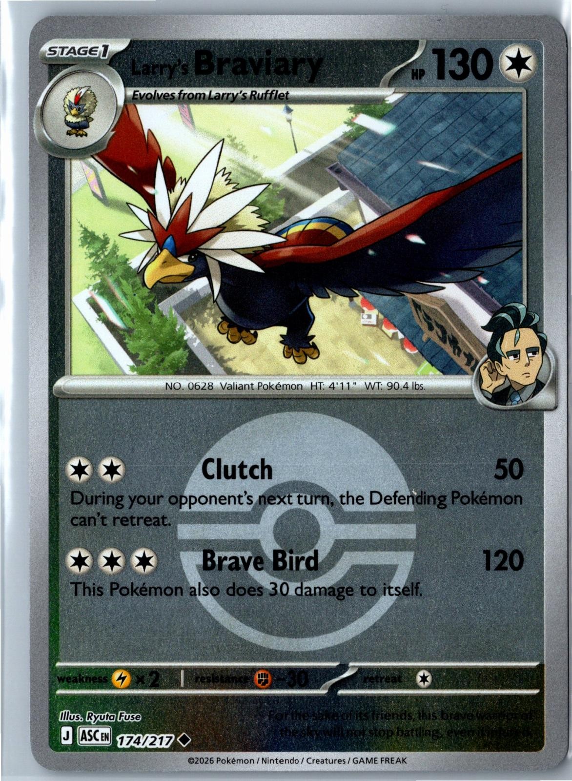 Larry’s Braviary (Poke Ball) – 174/217 – Ascended Heroes – Reverse Holo – NM