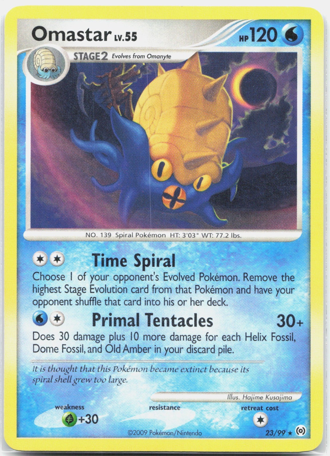 Omastar Rare Arceus AR Water 23/99 2009 LP