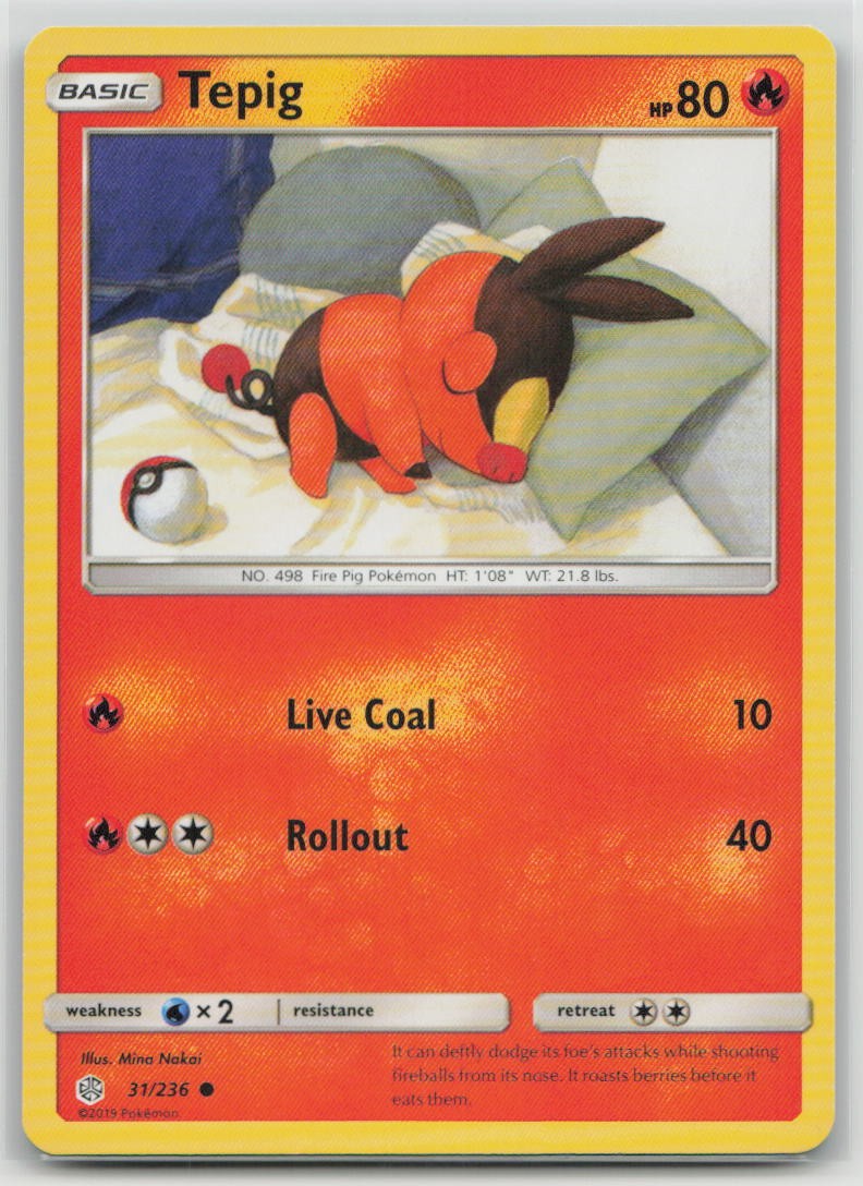 Tepig 31/236 Common Cosmic Eclipse Pokemon Lightly Played