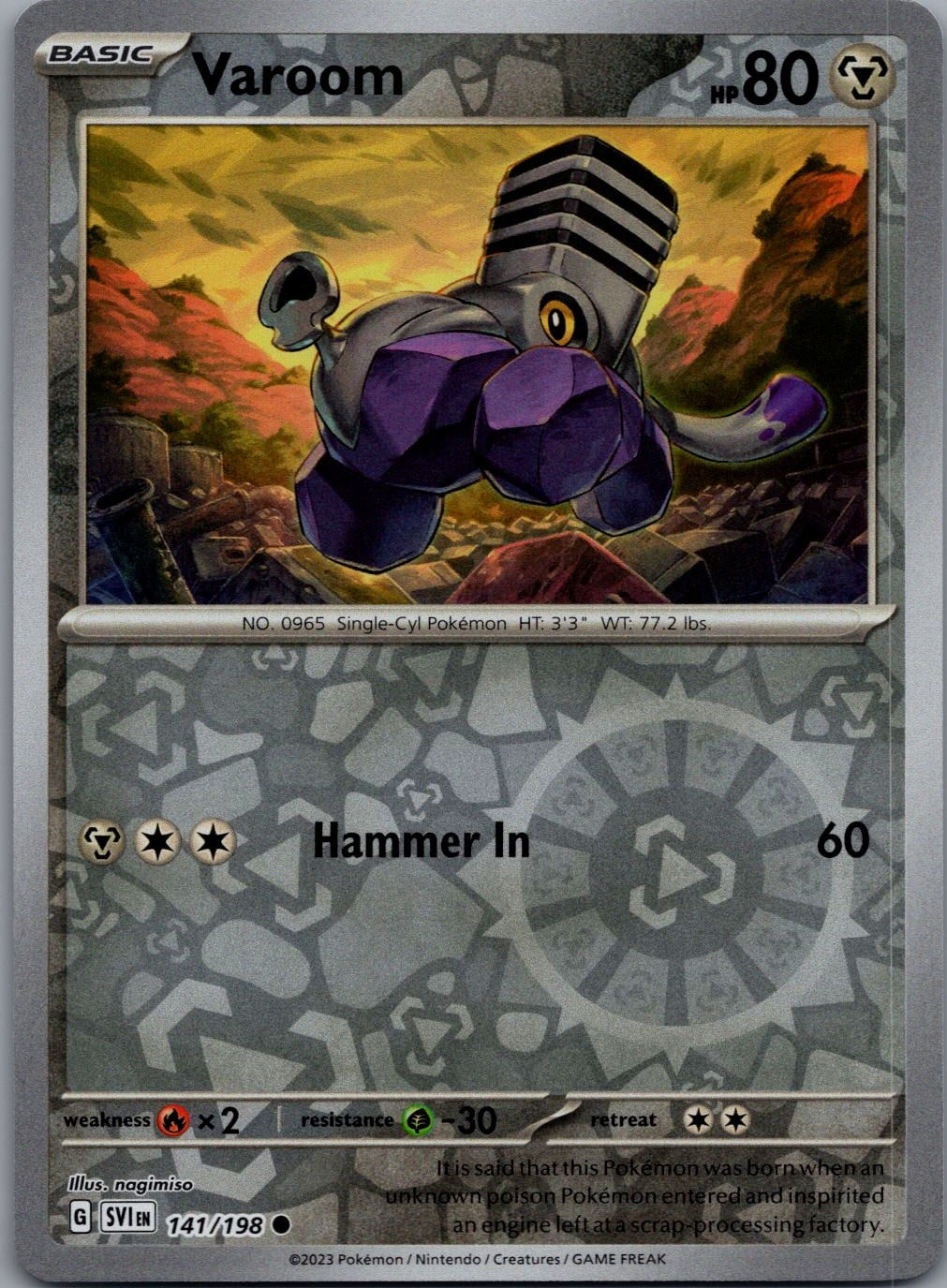 Varoom 141/198 C Scarlet & Violet Pokemon Reverse Holo Near Mint