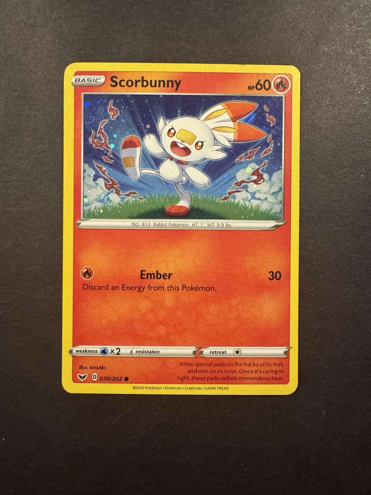Scorbunny 030/202 Cosmos Holo Sword & Shield Pokemon NM