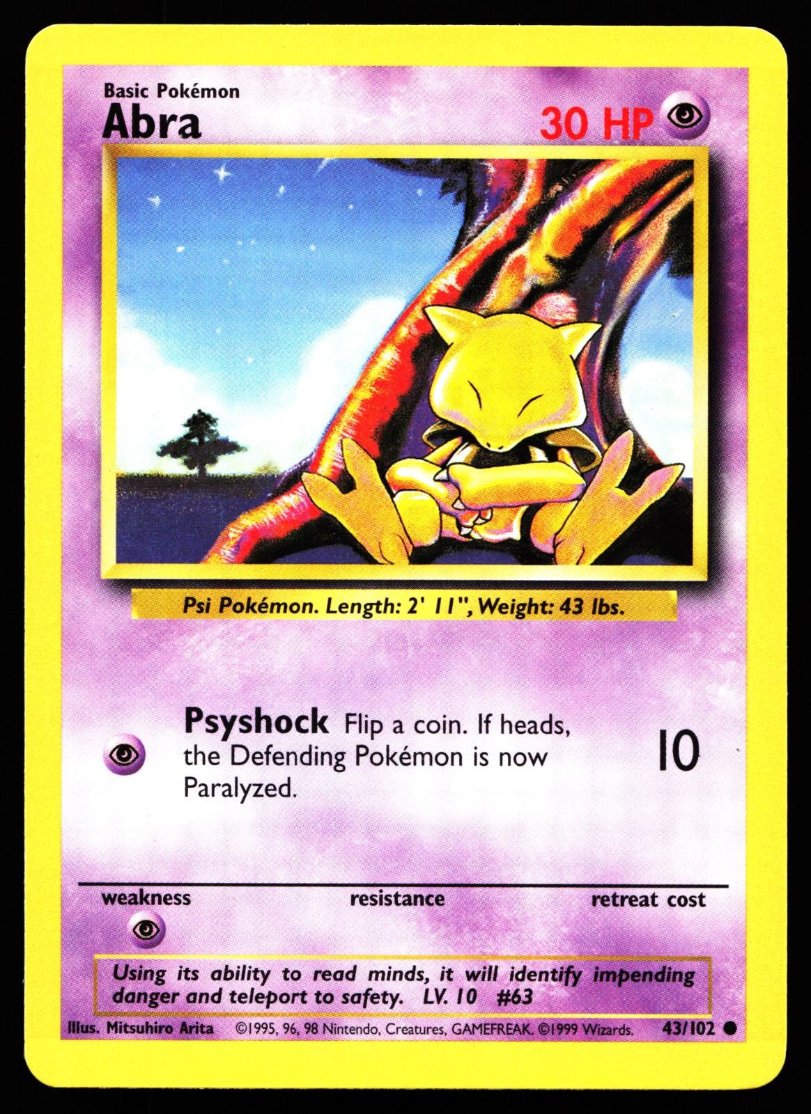 ABRA 43/102 COMMON BASE SET UNLIMITED POKEMON LP