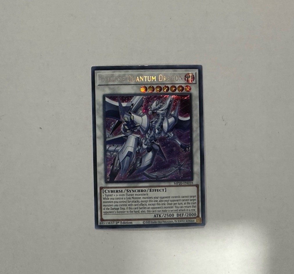 1x Yugioh Cyberse Quantum Dragon Prismatic Secret Rare MP20-EN018 NM