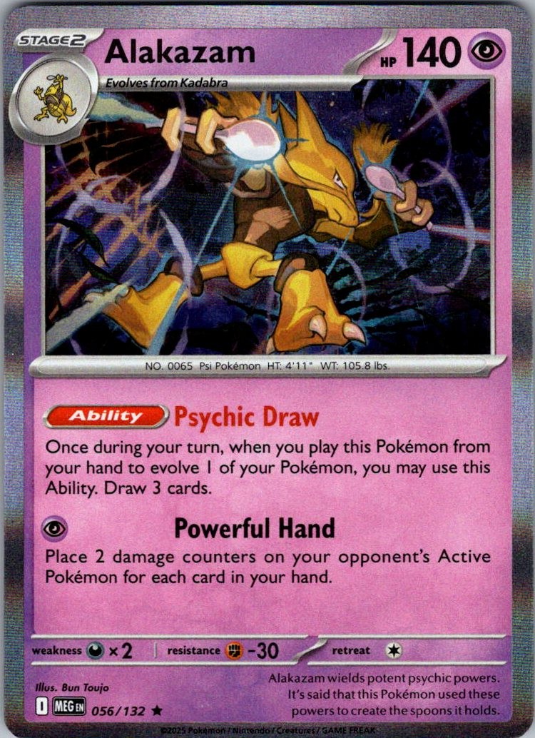 Alakazam Holo Rare ME01: Mega Evolution 056/132 NM Bun Toujo