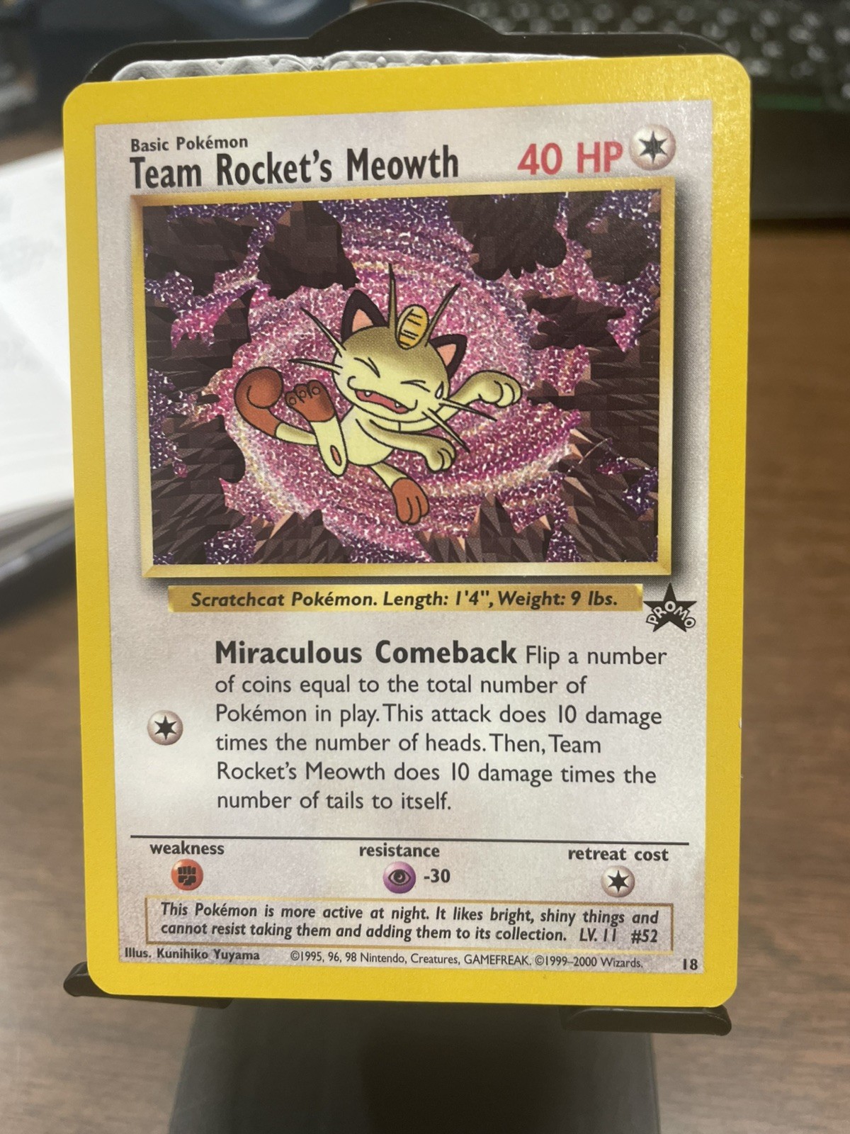 Pokémon TCG Team Rockets Meowth #52 Black Star Promo 2000 Wizards Unplayed