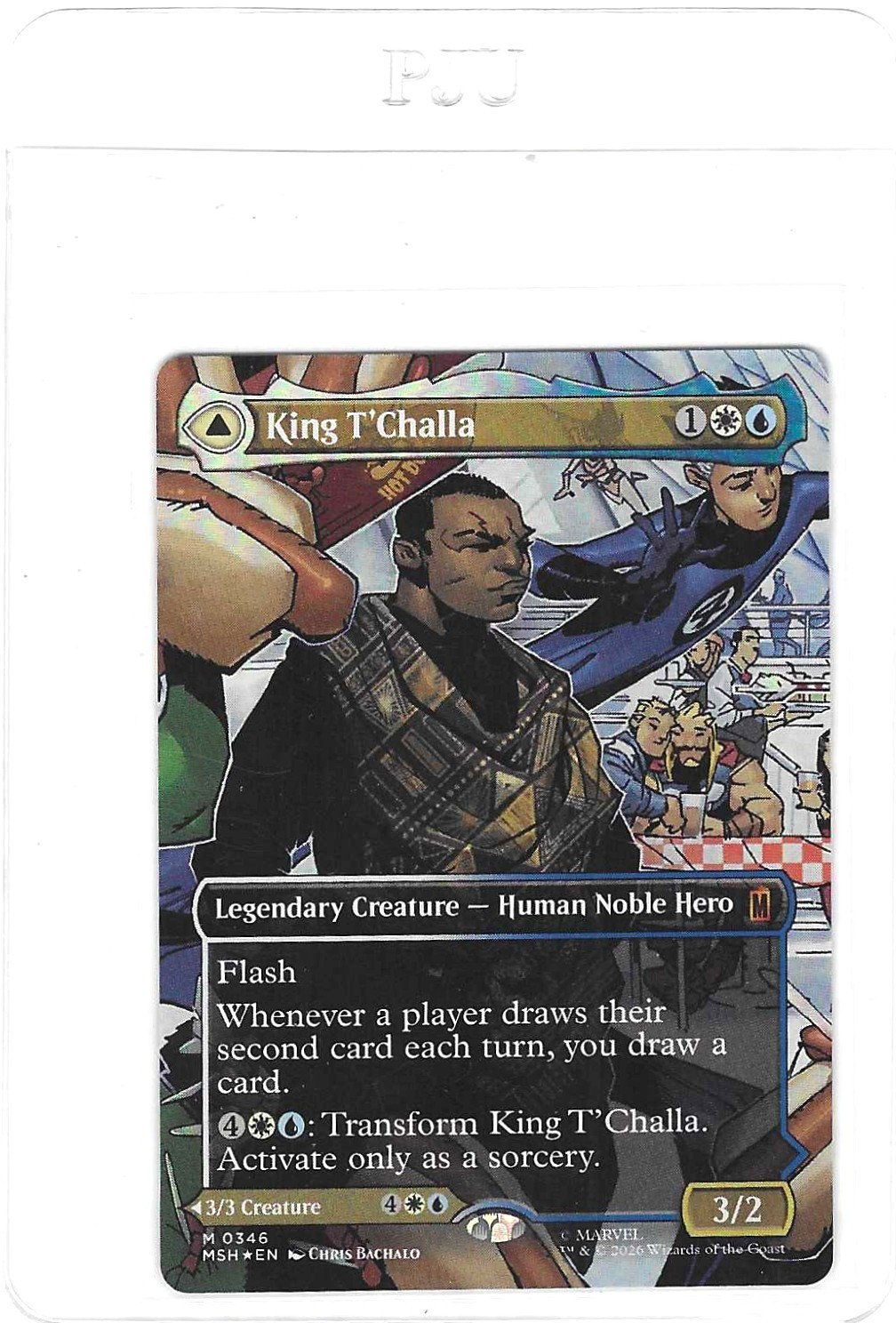 MTG Marvel Super Heroes King T’Challa Borderless 0346 Foil Magic The Gathering