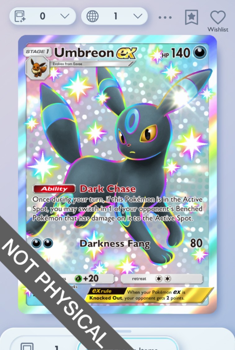 Pokemon TCG Pocket – Umbreon EX Shiny 2⭐, Fantastical Parade, English
