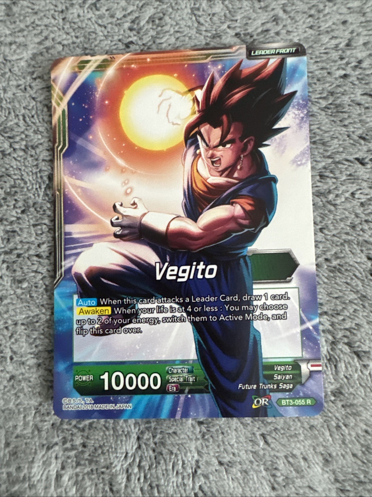 Going All In SSB Vegito BT3-055 Leader Foil Dragon Ball Super Card Game LP