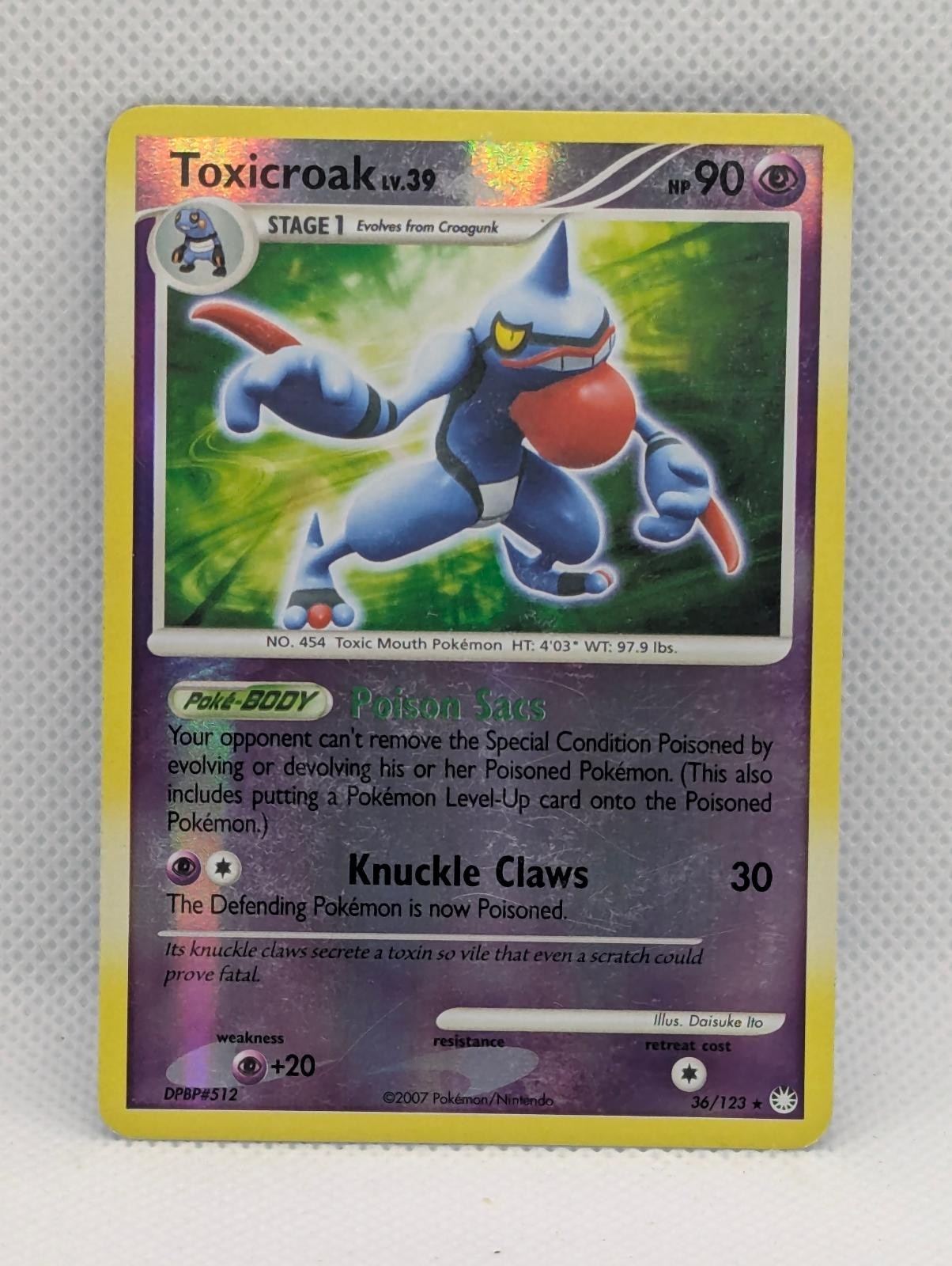 TOXICROAK 36/123 R MYSTERIOUS TREASURES POKEMON REVERSE HOLO MODERATELY PLAYED