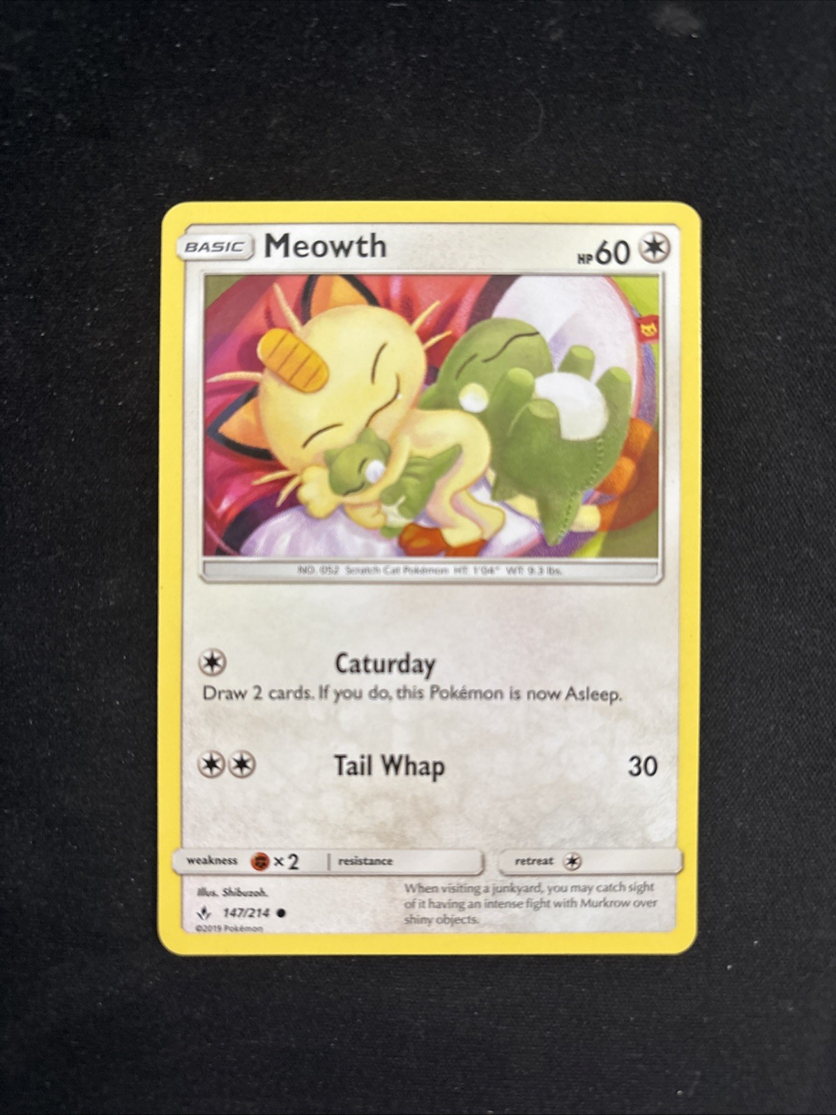 2019 Pokemon Meowth 147/214 Caturday Unbroken Bonds