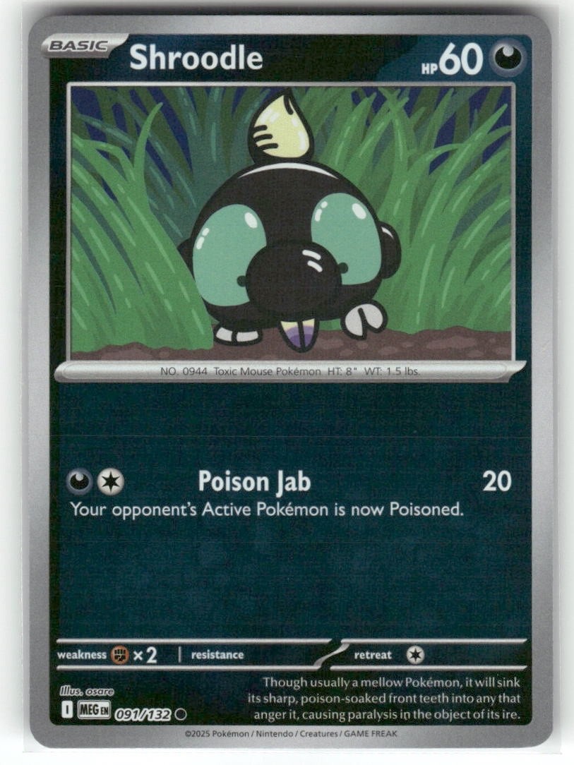 Shroodle 091/132 Reverse Holo Mega Evolution Pokemon TCG
