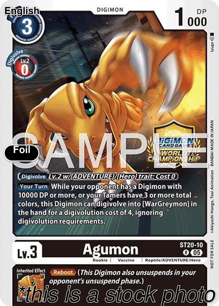 Agumon (World Championship 26–27 Regionals Season 1) [ST-20 – ST20-10 R] Rare NM