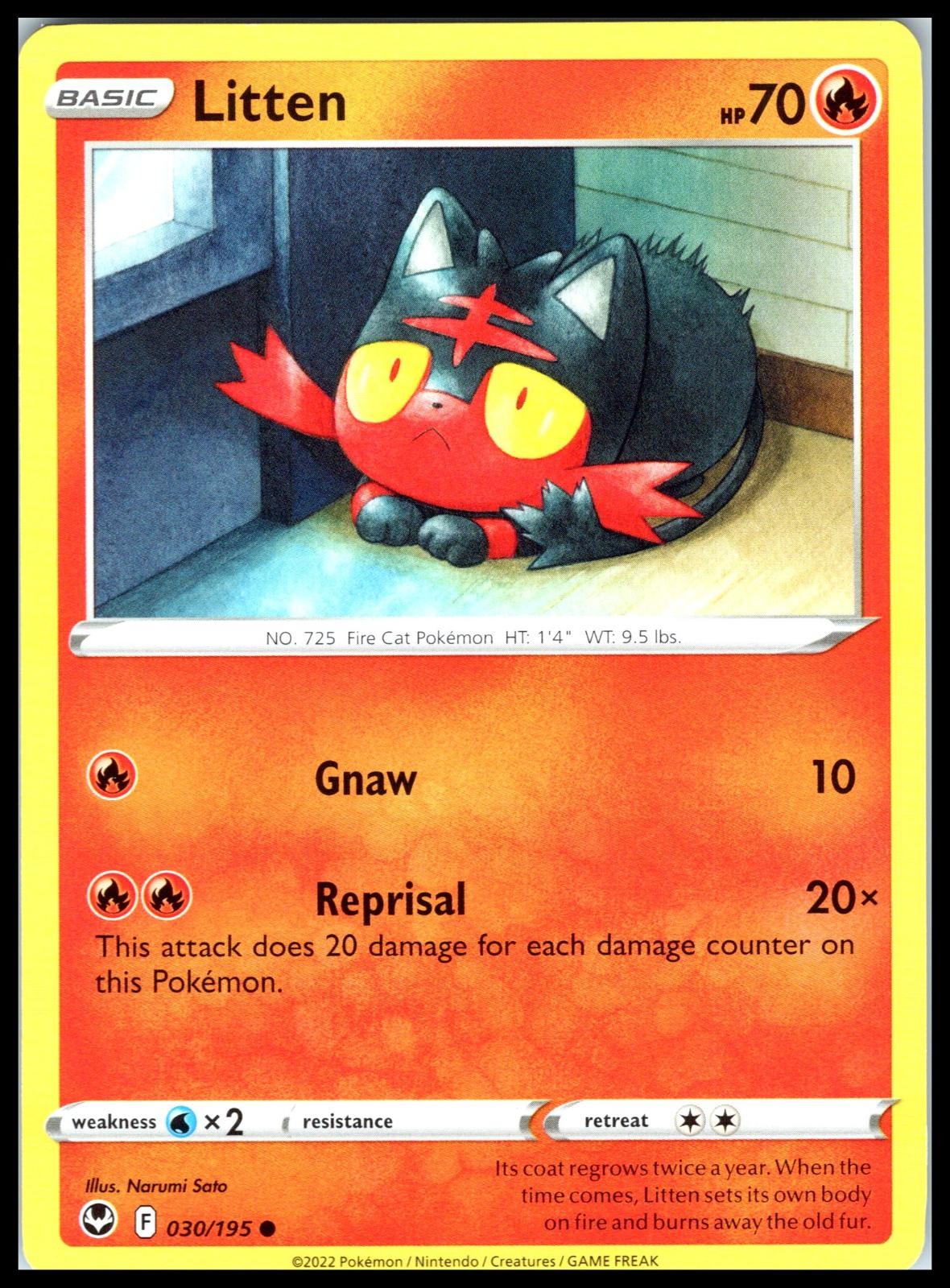 LITTEN – Pokemon – Narumi Sato 030/195 SIT Silver Tempest – NM/M