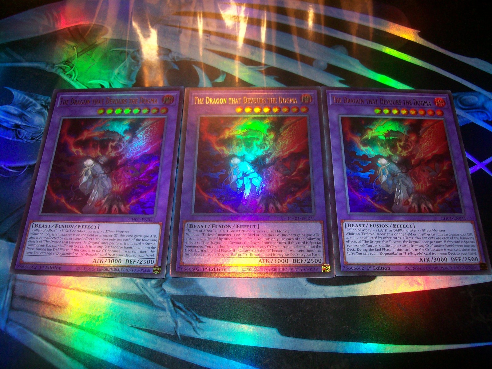 3x The Dragon That Devours the Dogma 1st Edition Ultra Rare CH01-EN041 Yu-Gi-Oh!