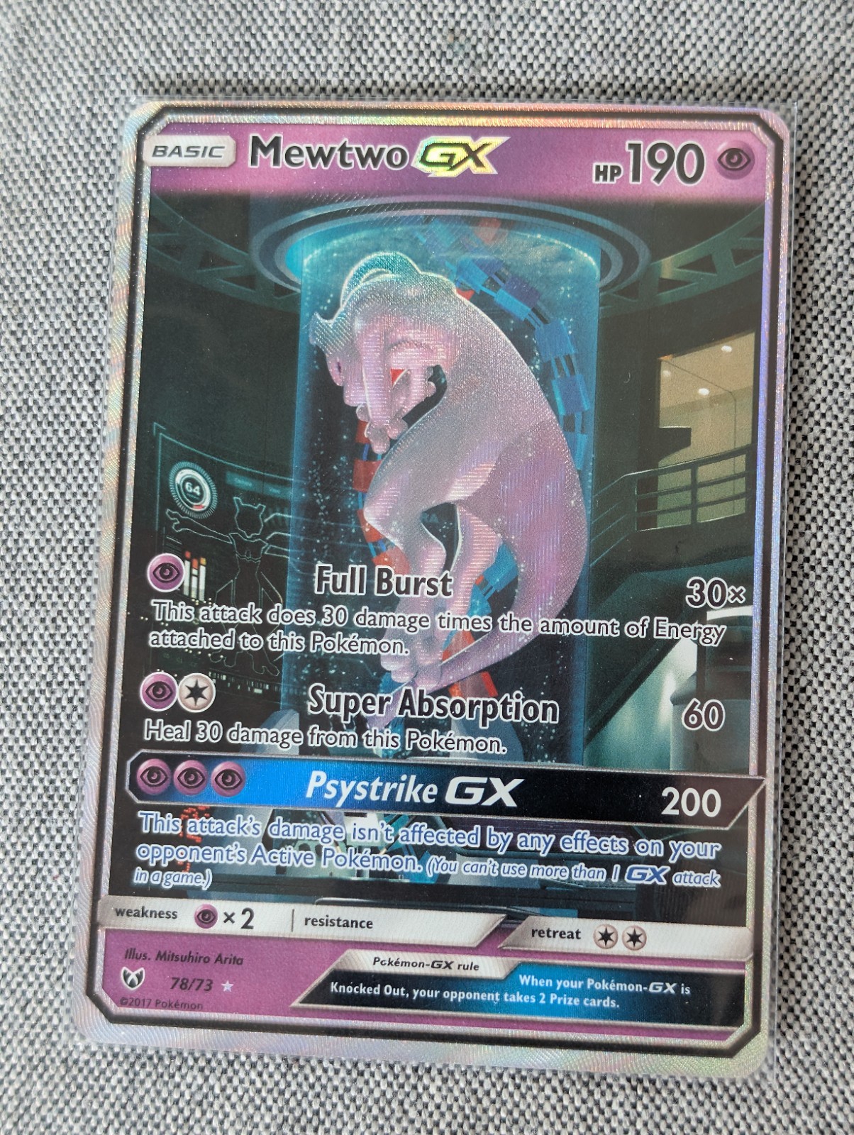 Pokémon TCG Mewtwo GX Secret Rare Shining Legends 76/73 Full Art Card