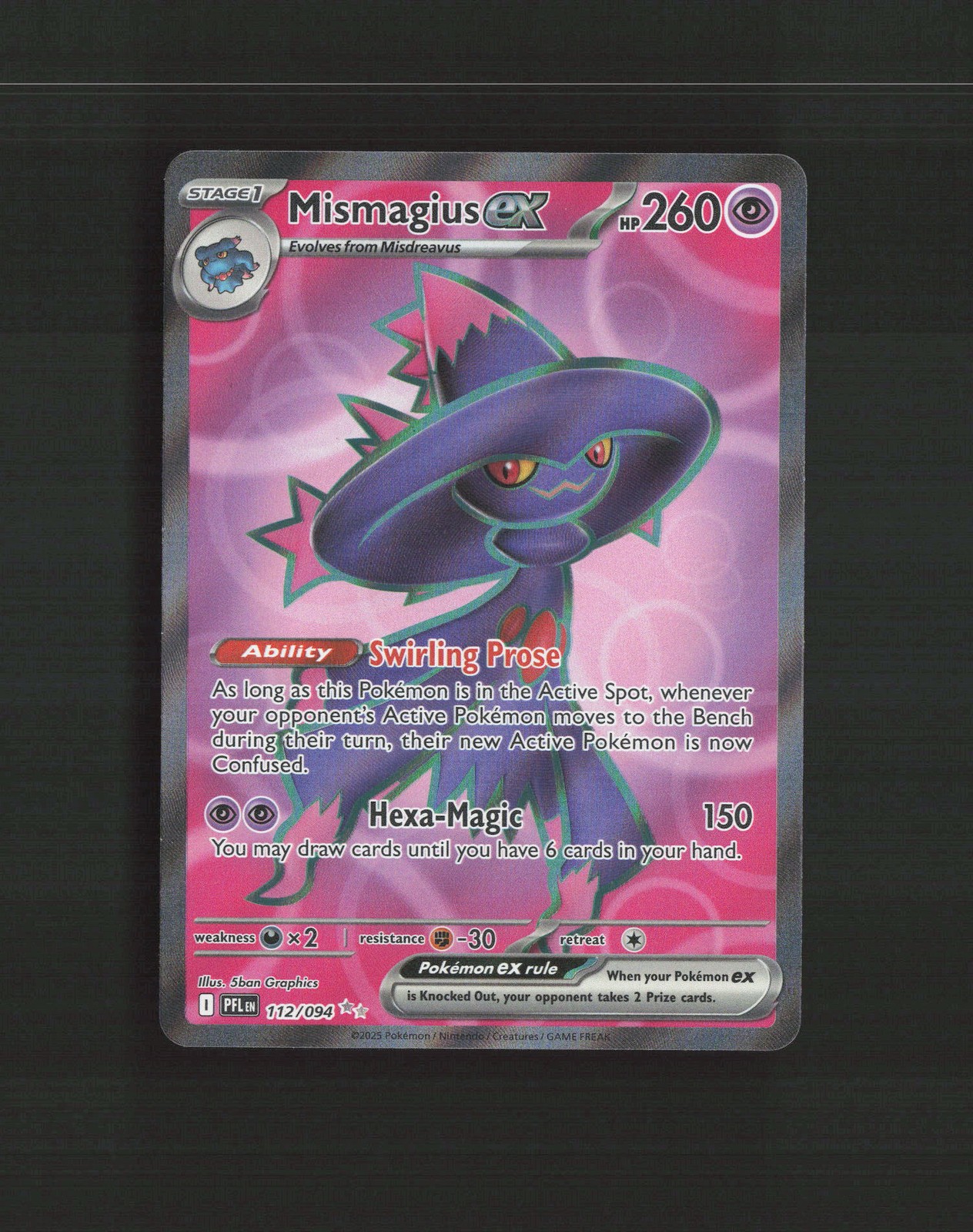 Mismagius ex 112/094 Phantasmal Flames Full Art Ultra Rare Holo Pokemon Card NM