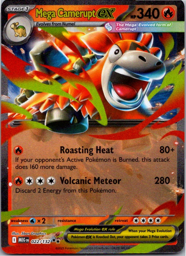 Mega Camerupt ex 022/132 Double Rare Mega Evolution Pokemon Holo Near Mint