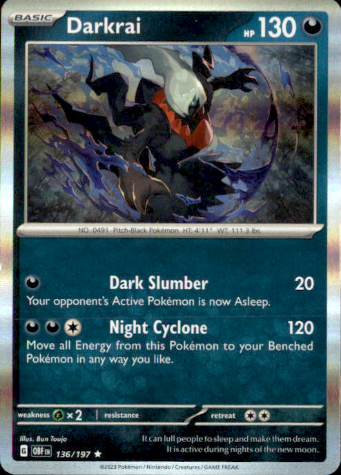 Darkrai Holo Rare SV03: Obsidian Flames 136/197 NM Bun Toujo 2023