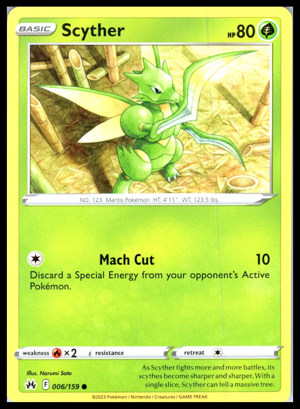SCYTHER – Pokemon – Narumi Sato 006/159 CRZ Crown Zenith – NM/M