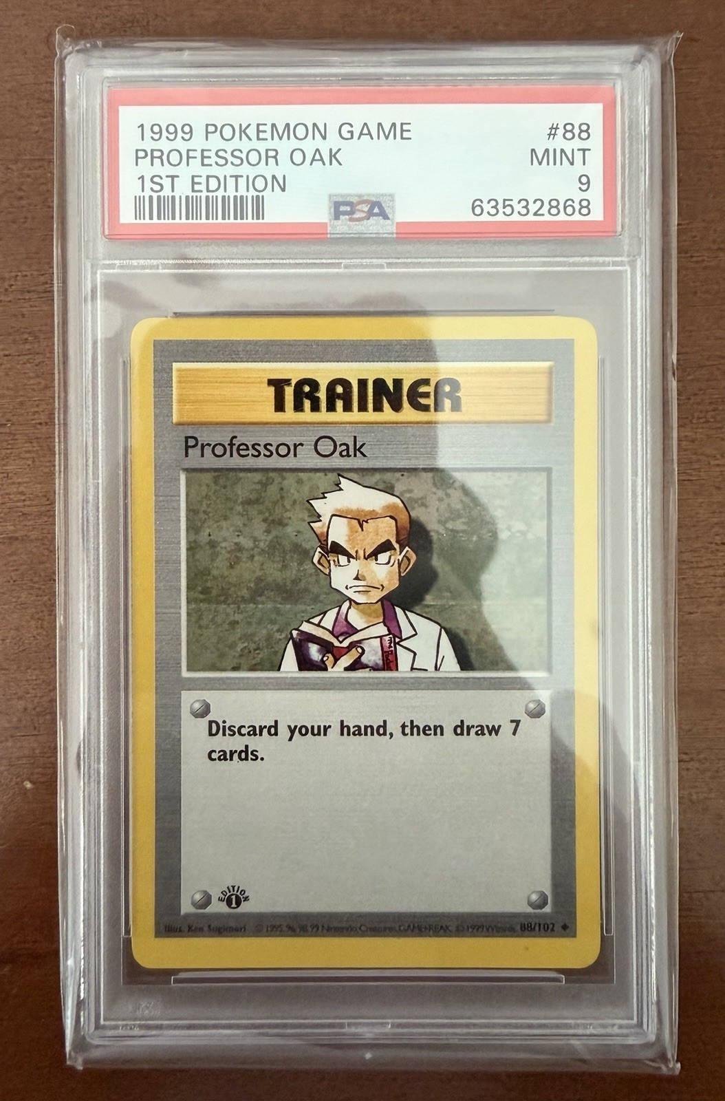 Pokemon 1999 Professor Oak 88/102 1st Edition Base Set PSA 9