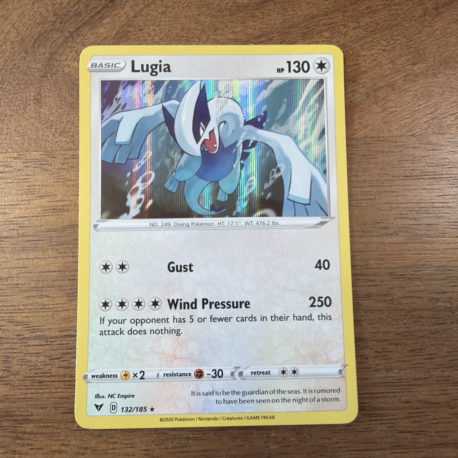 Lugia 132/185 Swsh04: Vivid Voltage Holo NM