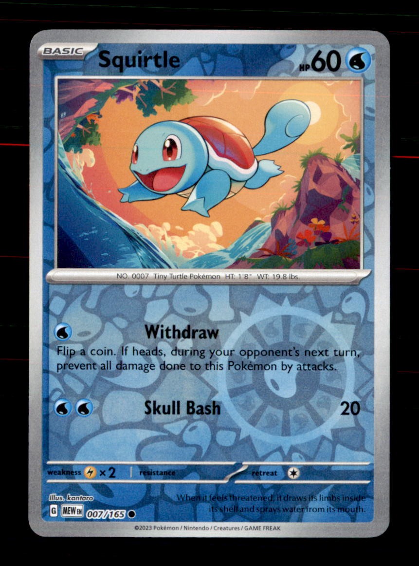 Squirtle 007/165 Common 151 Pokemon Reverse Holo Near Mint