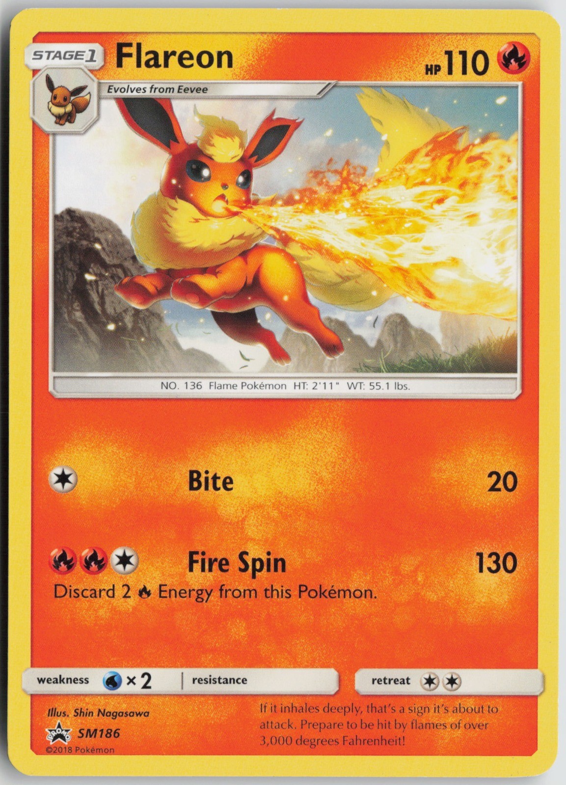 Flareon – (Let’s Play, Eevee!) Promo SM Non Holo SM186 NM Eri Yamaki