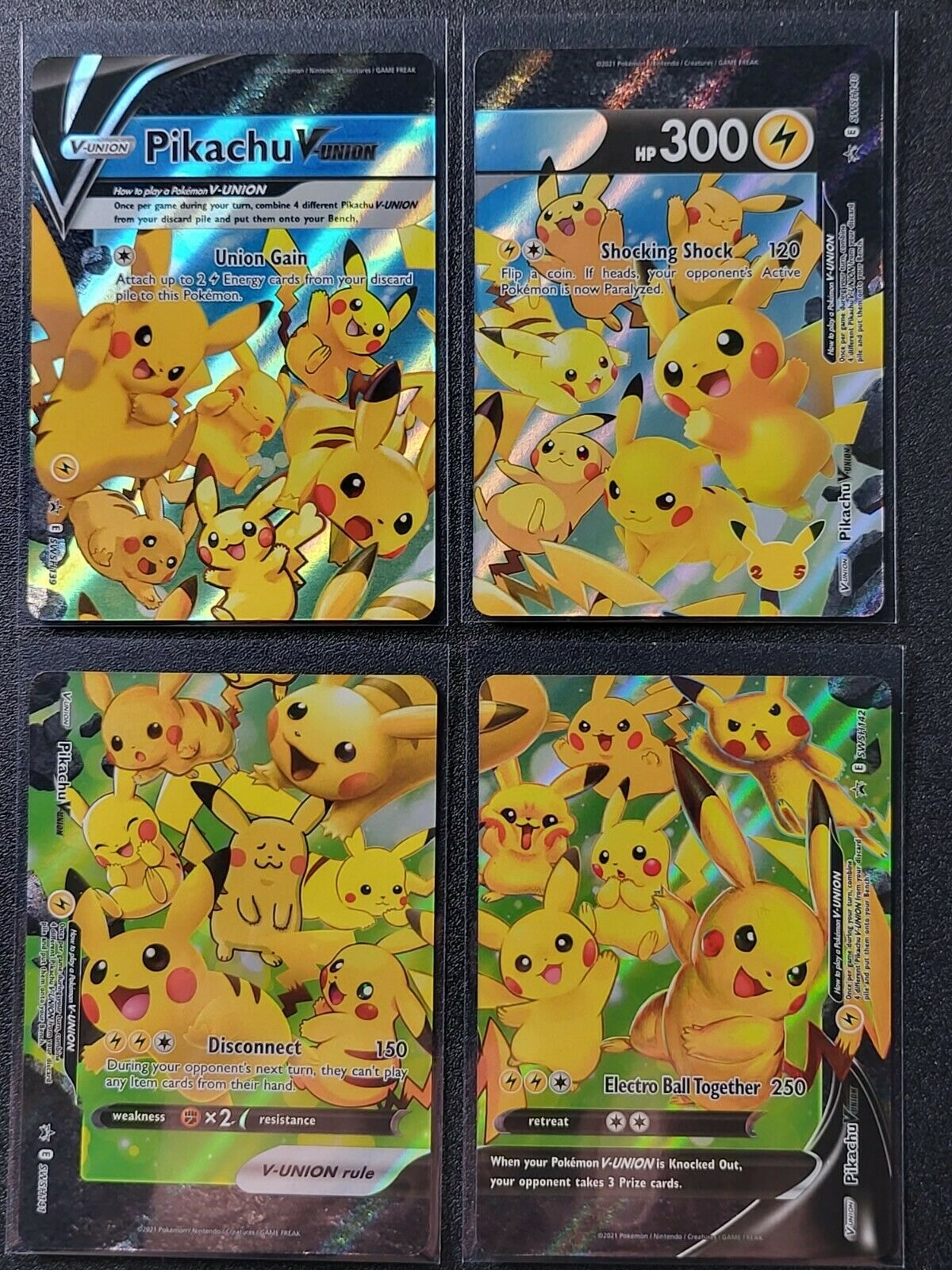 Pokemon Pikachu V-Union Complete Set Near Mint SWSH139 SWSH140 SWSH141 SWSH142