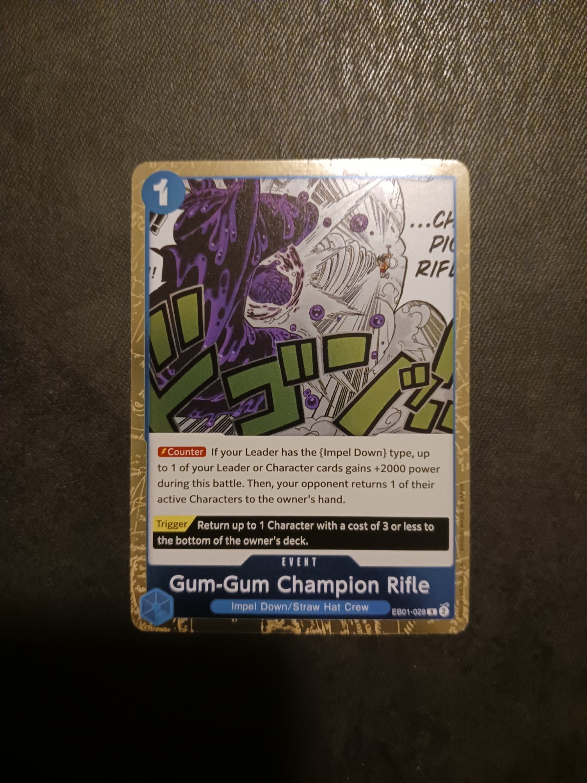 One Piece Card Game TCG Gum-Gum Champion Rifle EB01-028 R M/NM Condition