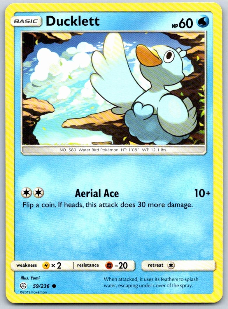 Ducklett SM – Cosmic Eclipse 59/236 Yumi NM Pokémon Card