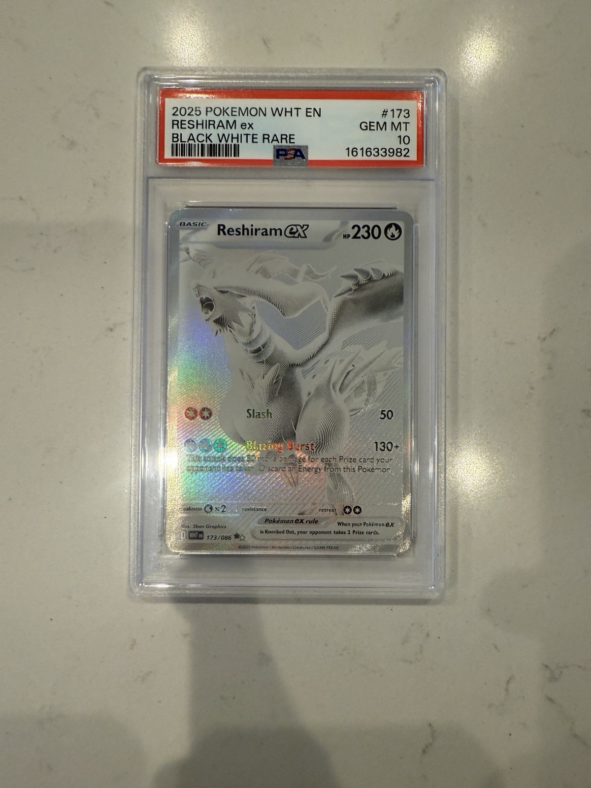 Pokémon White Flare Reshiram EX Card 173/086 PSA 10