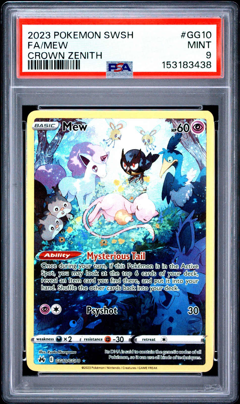 PSA 9 Mew GG10/GG70 Crown Zenith Full Art Holo Pokemon Card – Mint