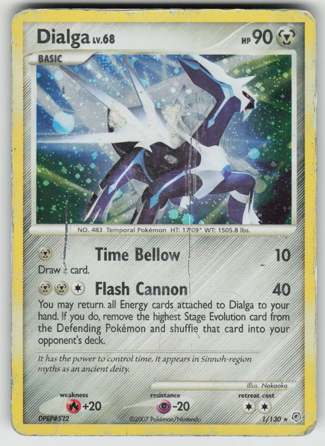 Dialga 1/130 Holo Rare Diamond & Pearl Pokemon Holo Damaged