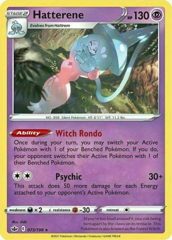 Pokemon – Hatterene – 073/198 – Holo Rare – Chilling Reign – NM/M – New