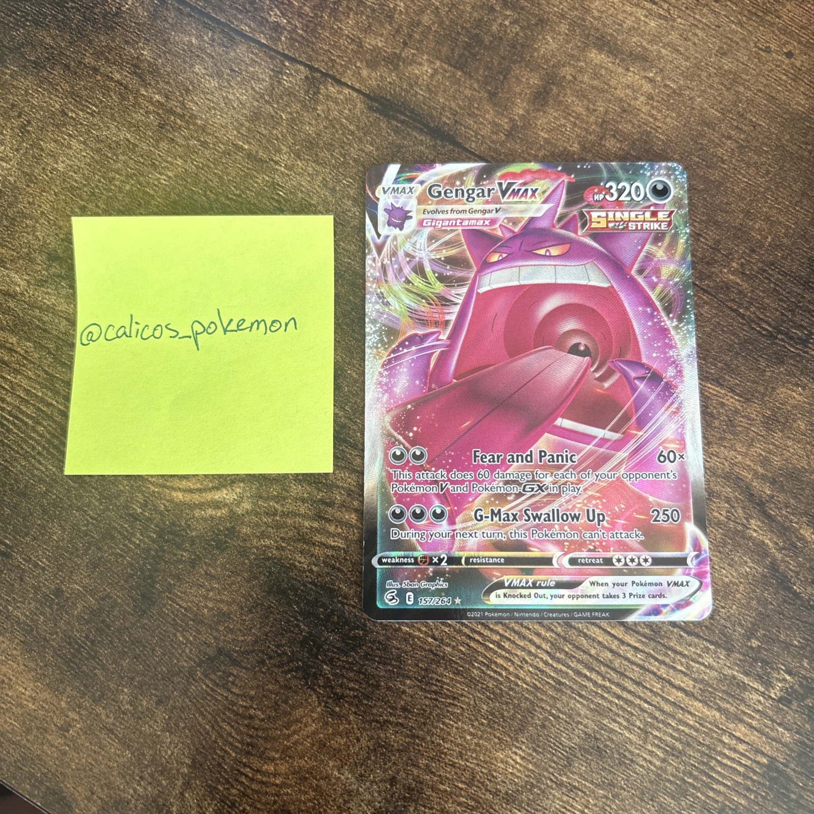 Gengar VMAX 157/264 Holo VMAX Rare Fusion Strike Pokemon NearMint-centered Great