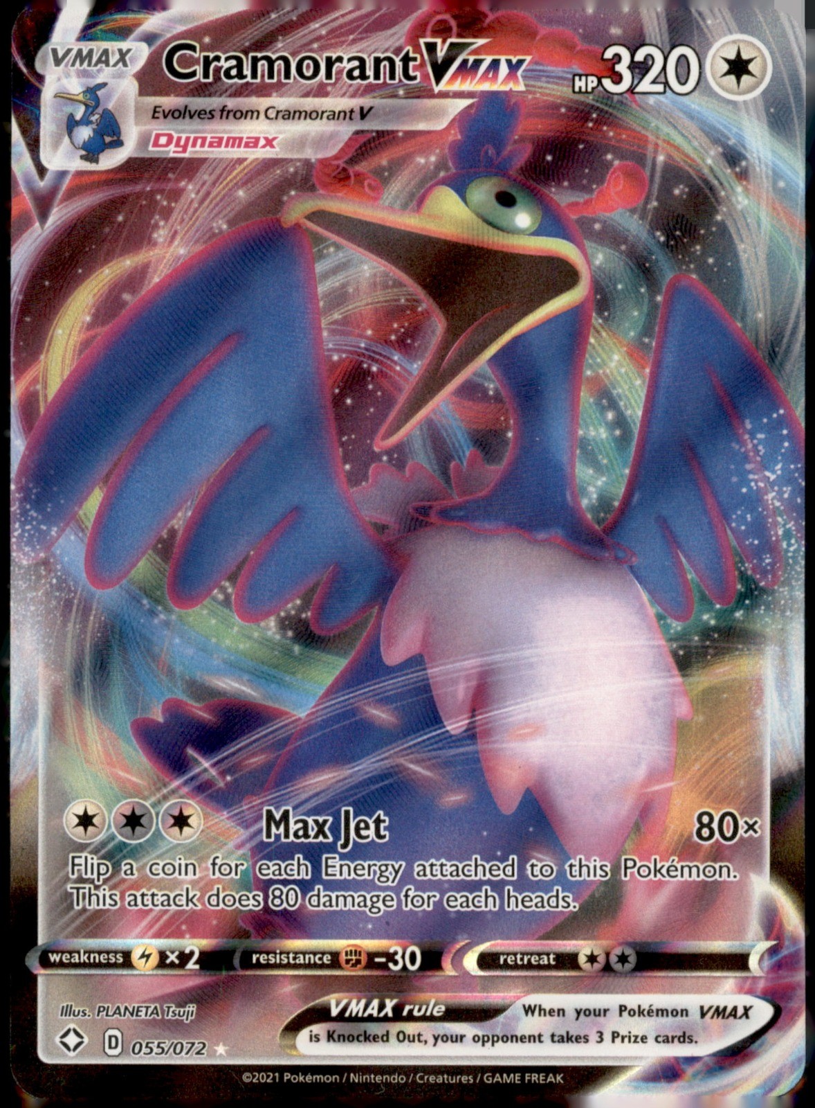 Cramorant VMAX 055/072 MP Shining Fates Ultra Rare Pokemon TCG