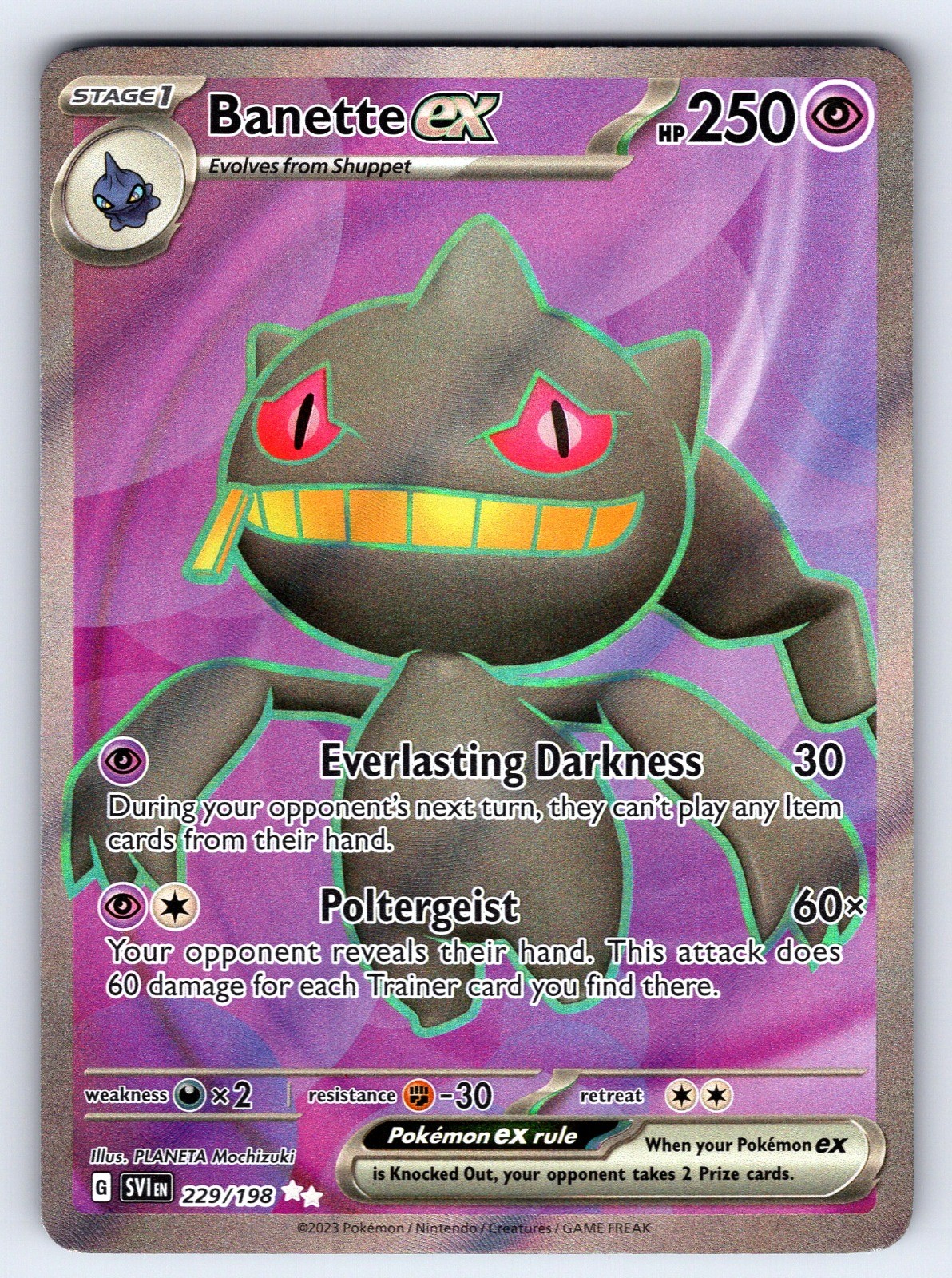 Banette ex – 229/198 Holo Ultra Rare SVI Pokemon TCG NM