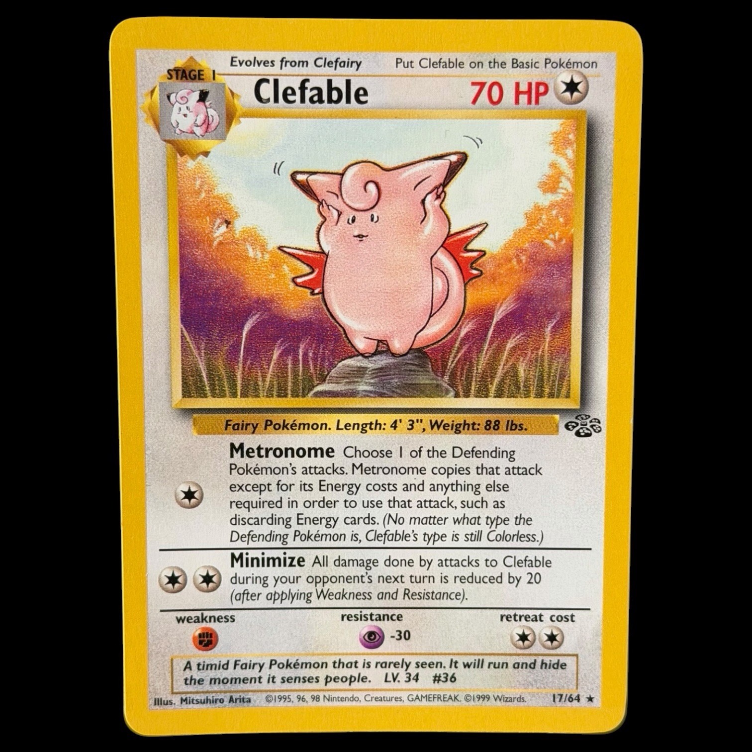 Pokémon TCG Clefable Jungle 17/64 Unlimited Rare 1999 MP