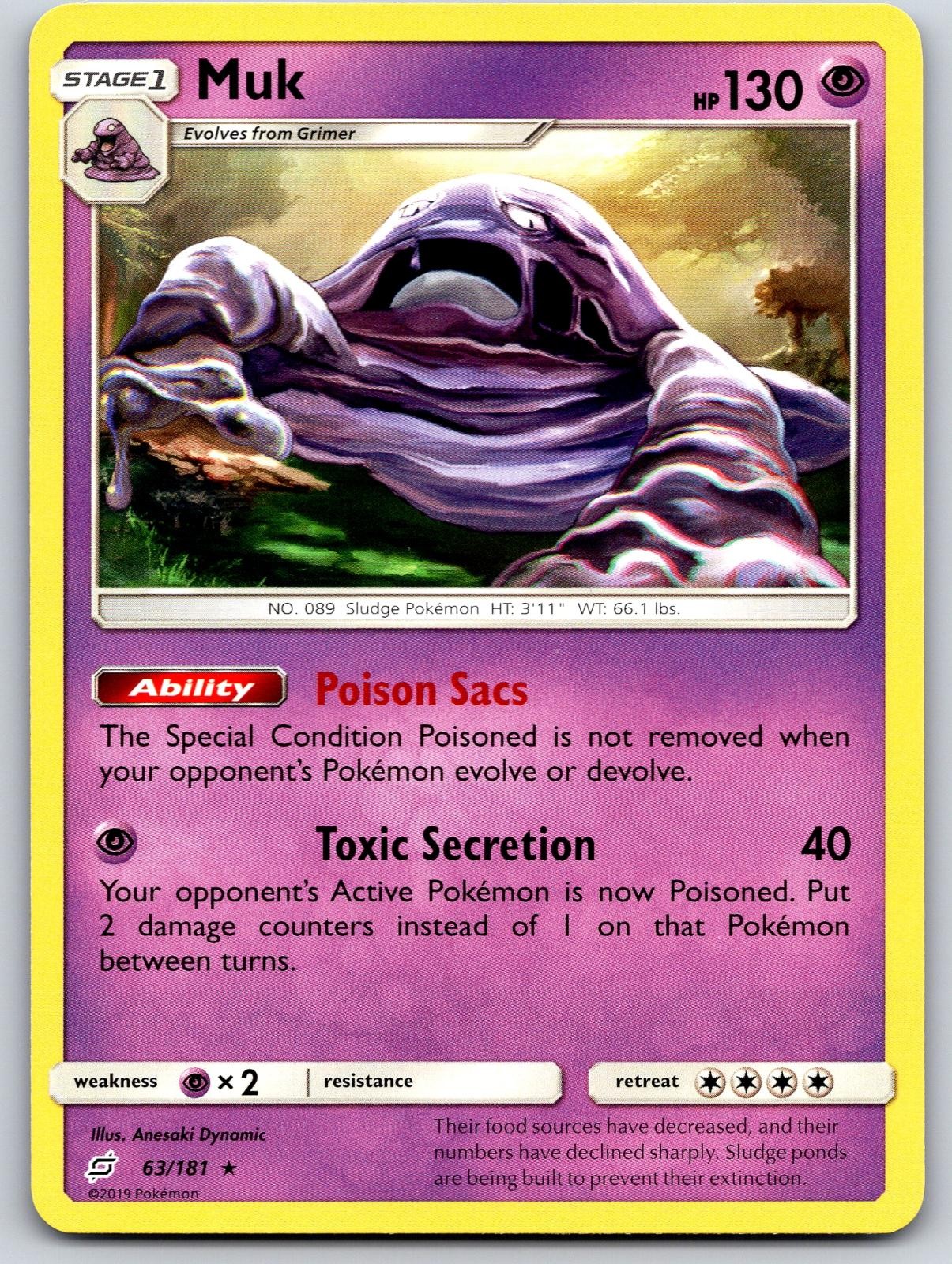 Muk 63/181 Rare Team Up Pokemon NM/M 620-46