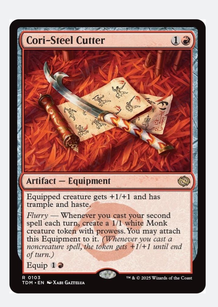 Cori-Steel Cutter | MTG Tarkir Dragonstorm TDM | Red Equipment Prowess | Rare NM