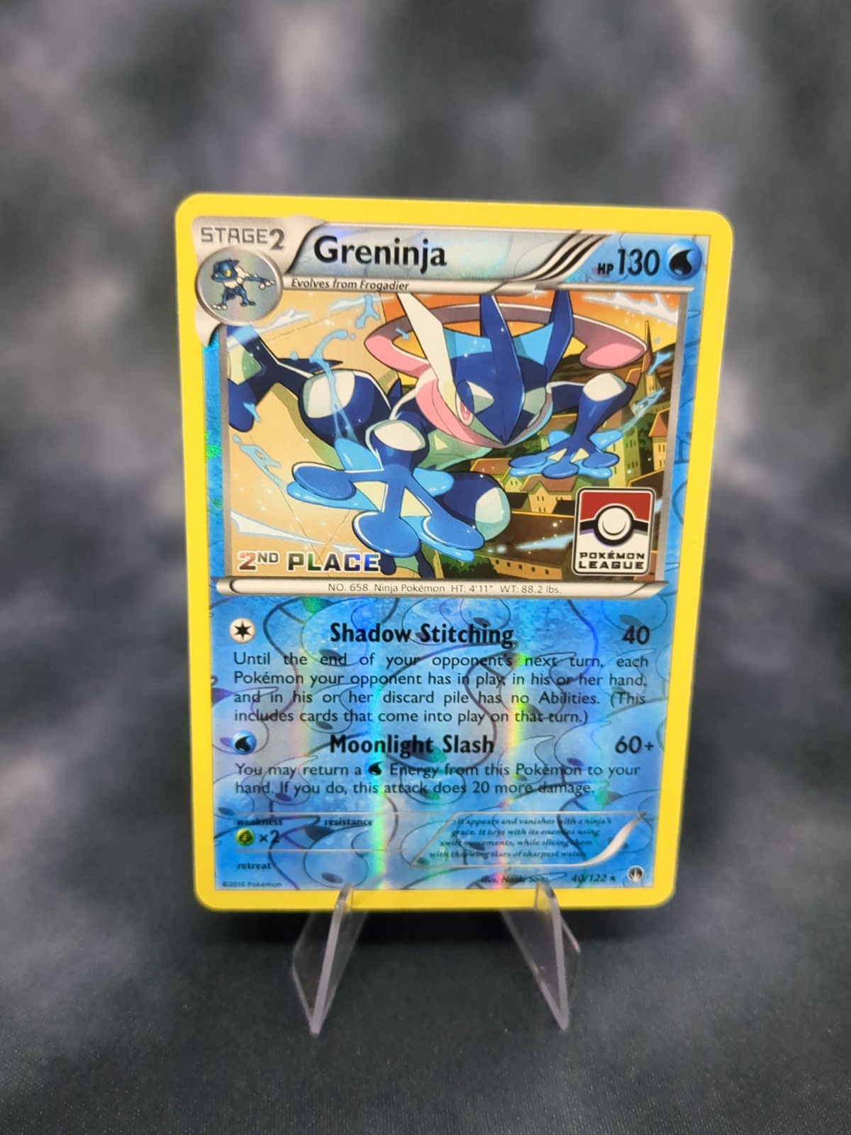 Pokemon TCG Greninja 40/122 Pokemon League Stamped 2nd Place Trophy Card
