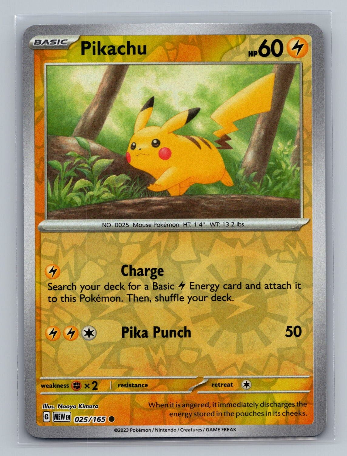 Pikachu 025/165 Common 151 Pokemon Reverse Holo Near Mint