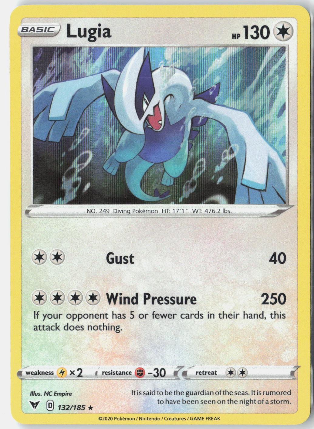 Lugia SWSH04: Vivid Voltage 132/185 Pokemon Card Holo