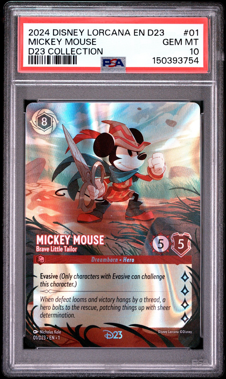 DISNEY LORCANA EN D23-D23 EXPO PROMO MICKEY MOUSE – BRAVE LITTLE TAILOR PSA 10