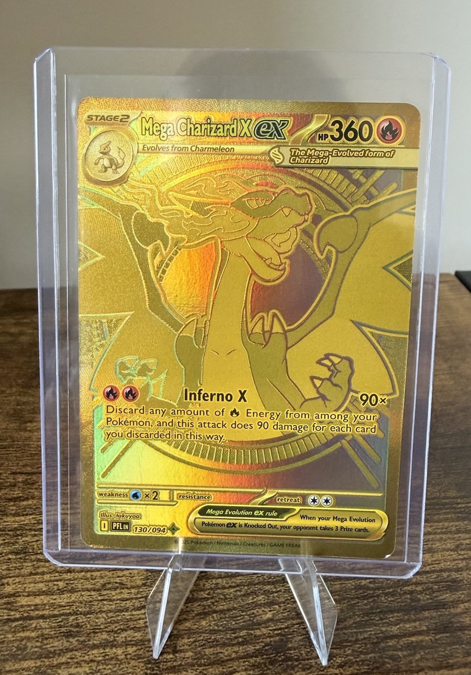 Mega Charizard X EX 130/094 Gold Hyper Rare – Phantasmal Flames Pokemon TCG