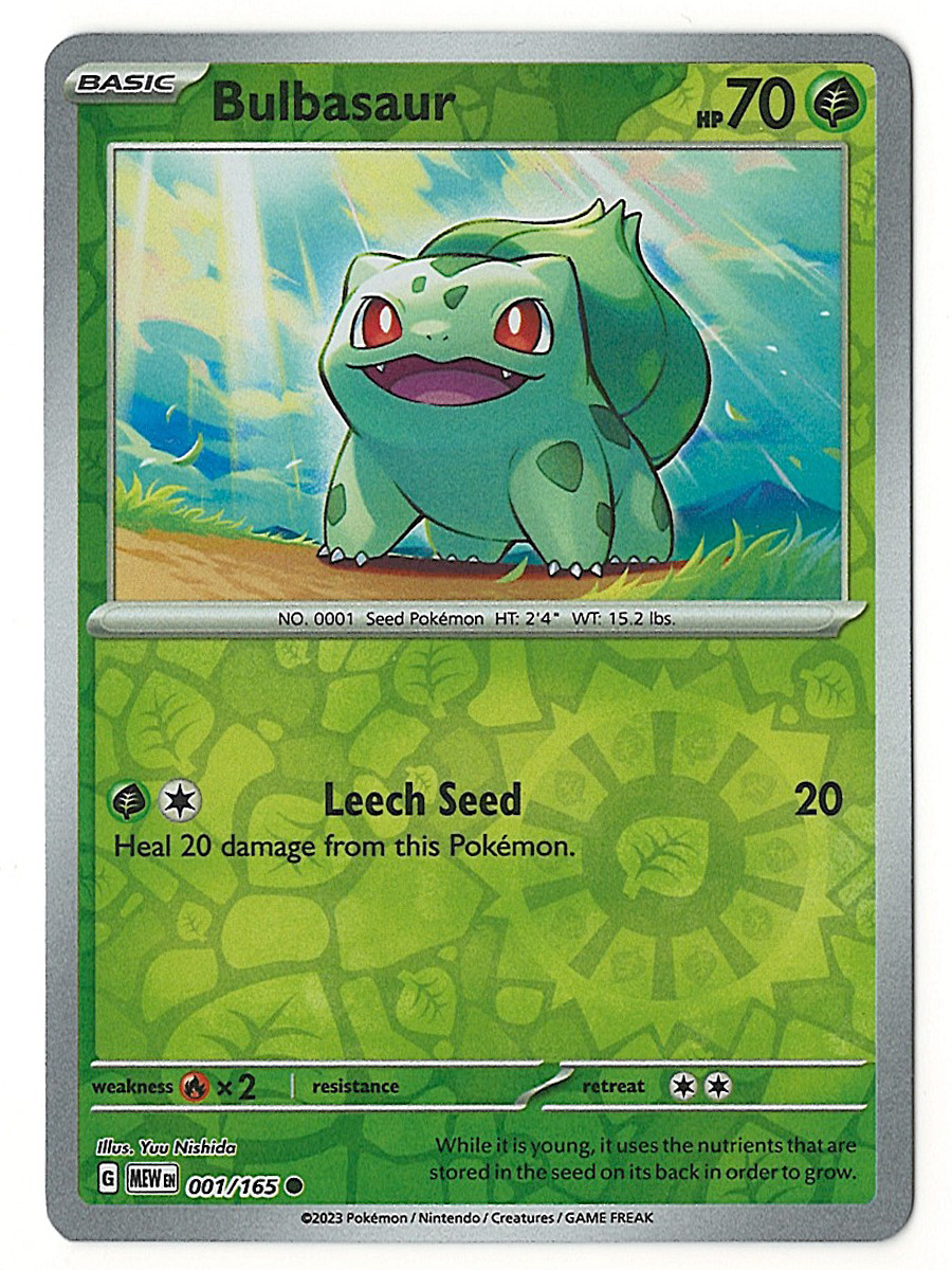 Bulbasaur 001/165 Common REVERSE HOLO 151 Near Mint