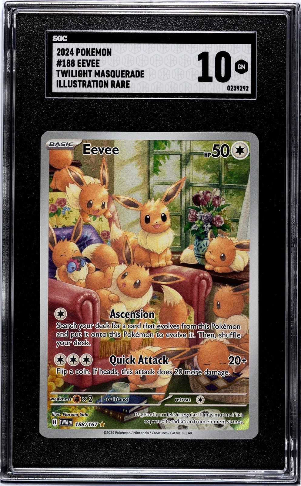 Eevee 188/167 Sv06: Twilight Masquerade Holo SGC 10 🔥🔥