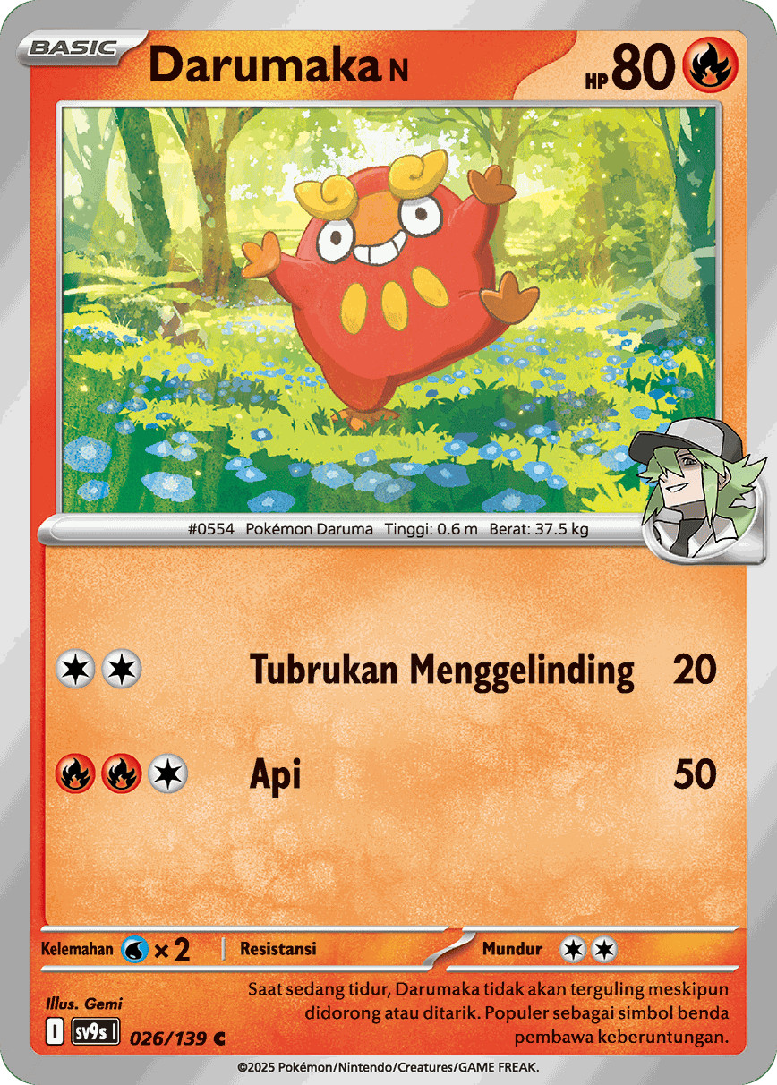 N’s Darumaka 026/139 C SV9s – Ikatan Takdir Set – Pokemon TCG Indonesian