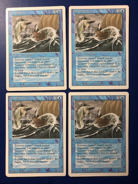 4x Sea Serpent Revised Magic Cards MP HP, FREE SHIPPING