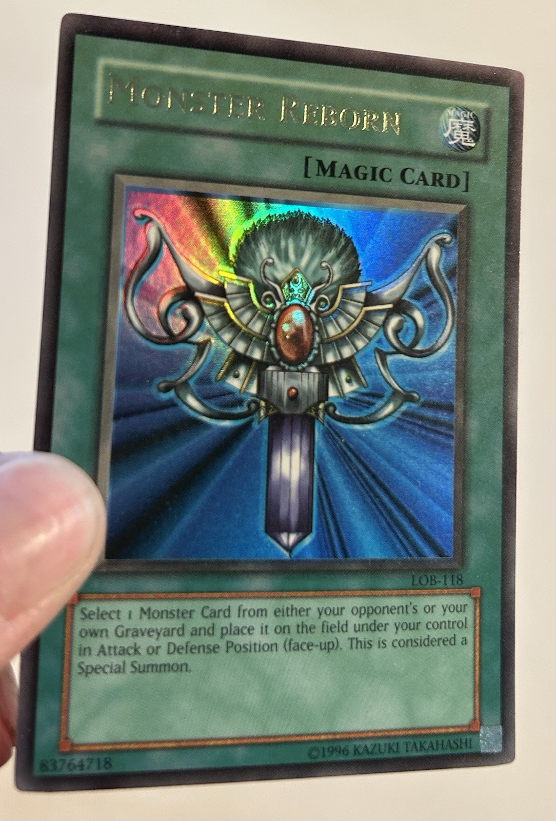 Monster Reborn LOB-118 Ultra Rare Foil Shift Error Yugioh LP